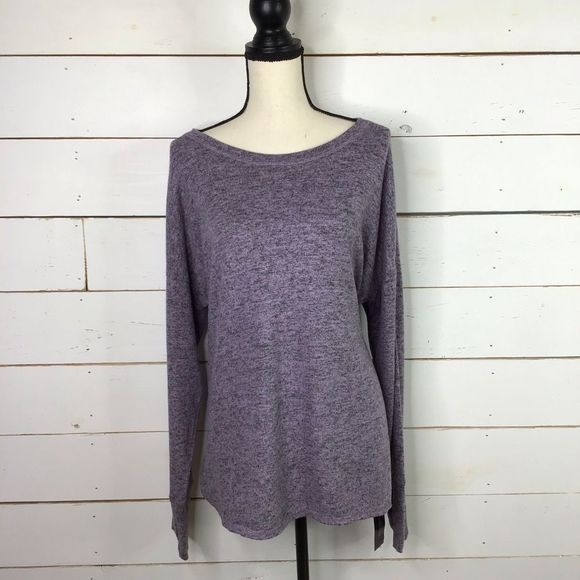 New Ideology Heathered Drop Shoulder Top Lavender - Picture 1 of 8